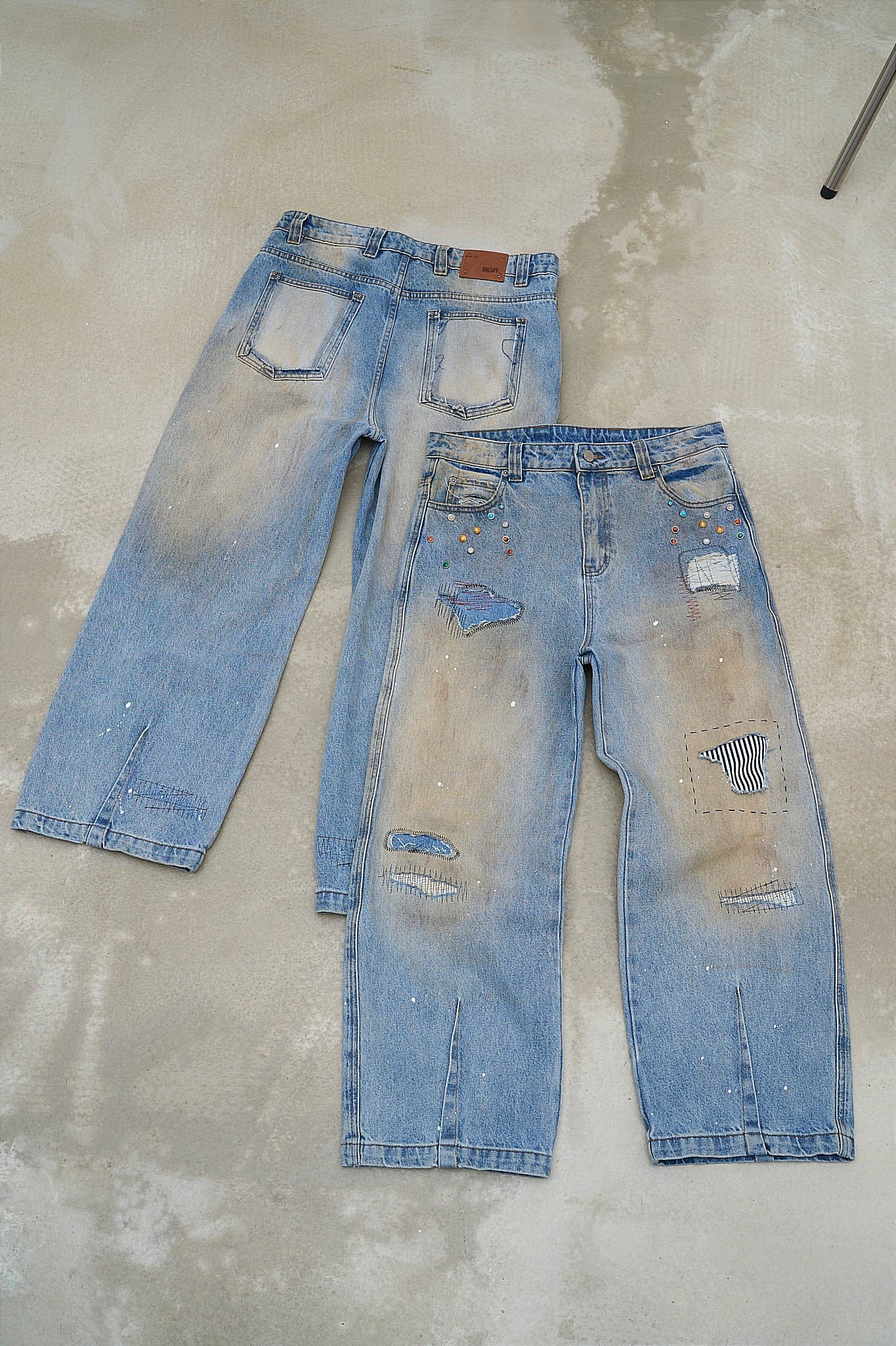 Hand-finished- Dirty Mosaic Denim